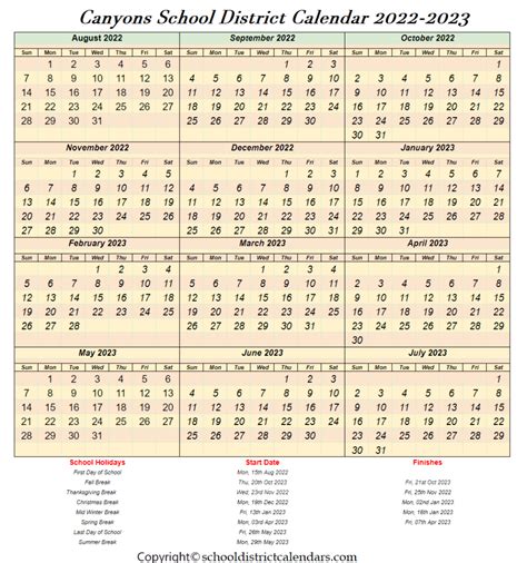 Canyons School District Calendar 2022-2023 School District Calendars