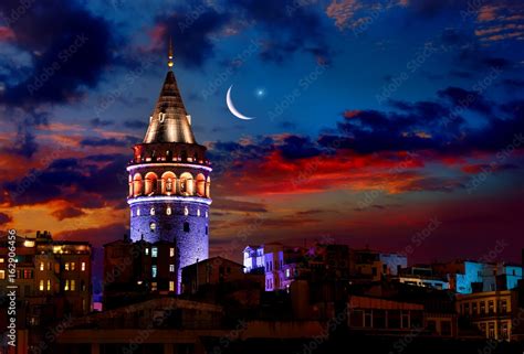 Galata Tower at night Stock Photo | Adobe Stock