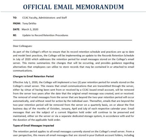 8+ Professional Email Memo Templates & Tips for Writing One - Day To ...