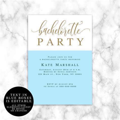 Gold Bachelorette Invitation Printable Template Bohemian - Etsy