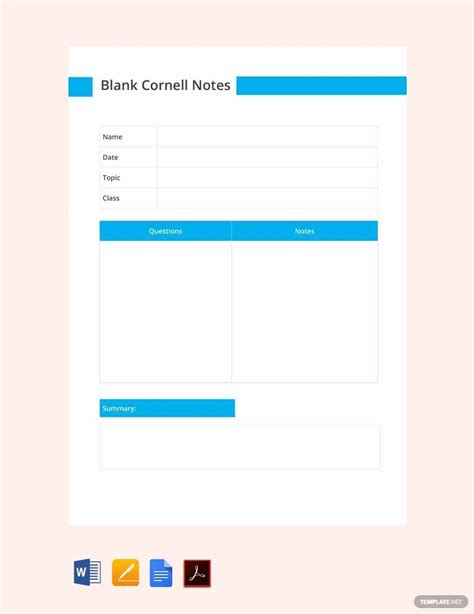 13+ Free Cornell Notes Templates in Word | Google Docs | Apple Pages | PDF