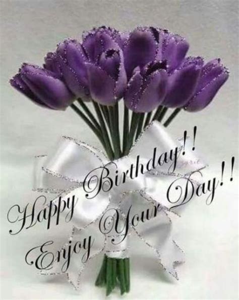 happy birthday purple flowers images - Willene Salter