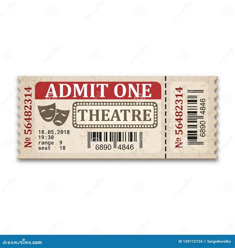 Theater Ticket in Retro Style. Admission Ticket Isolated on White ...