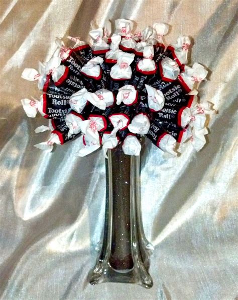 TOOTSIE ROLL FLOWER Centerpiece/Giftware Glass Vase 25 Shimmer | Etsy ...