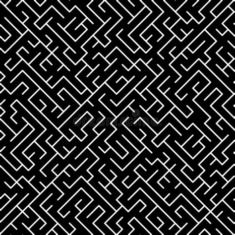 Black and White Maze Puzzle Geometric Seamless Pattern, Vector Stock ...