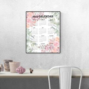 2023 Pink Roses Wall Calendar - MasterBundles