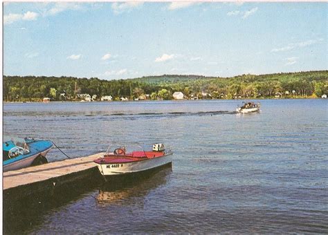 Long Lake Maine Postcard Harrison Maine Old Boats at Dock