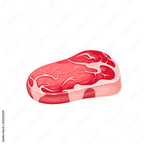 Sirloin, beef steak vector illustration. Cartoon isolated red raw marble cow meat for steakhouse ...