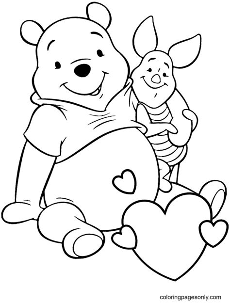 Cute Pooh & Piglet Coloring Page - Free Printable Coloring Pages