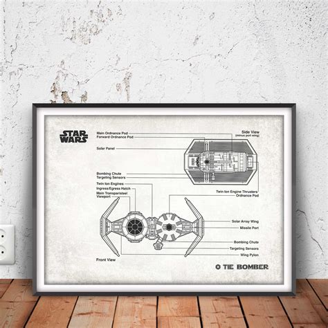 Tie Bomber Blueprint - Star Wars Digital Downloadable Art