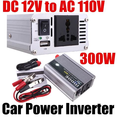 300W DC 12V to AC 110V Converter USB Auto voltage Transformer Modified Sine Wave Power Inverter ...