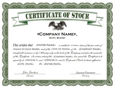 Stock Certificate Template