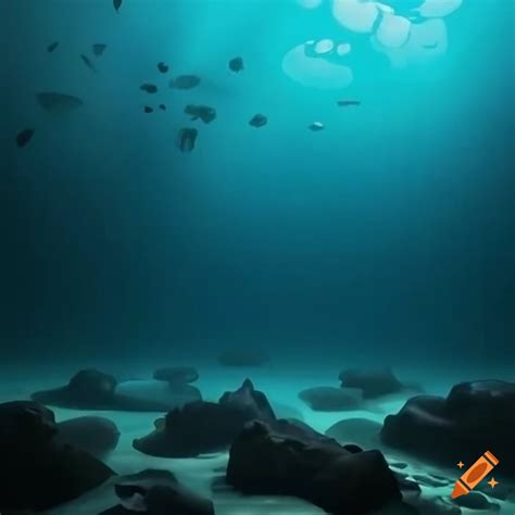 Underwater scene with dramatic lighting