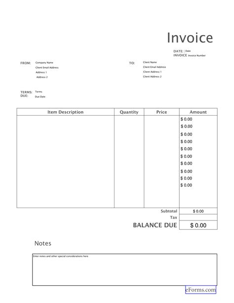 Free Printable Invoice Templates Word