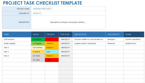 Free Project Task List Templates for Project Management | Smartsheet