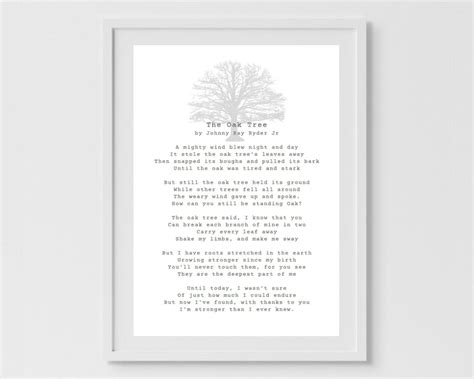 The Oak Tree Poem Instant Download Home Wall Poem Wall Art - Etsy