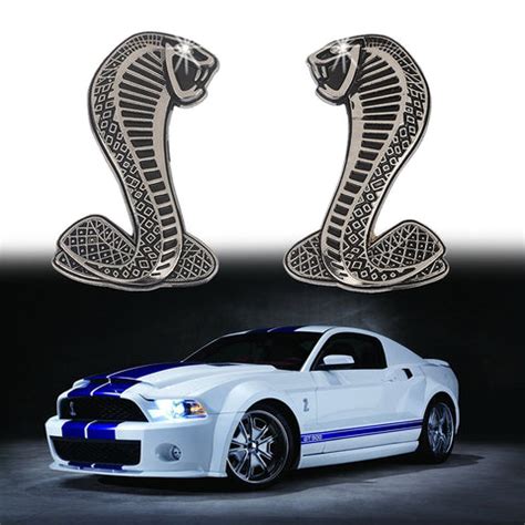 2x Cobra Snake Emblem Chrome Metal Door Fender Badge Stickers for Ford | Xotic Tech