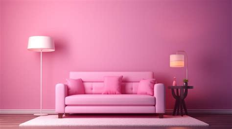 Premium AI Image | living room decoration in sales water and bed inside a lamp table lamp pink ...