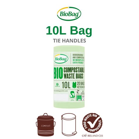 BioBag 10 Litre * Box of 6 Rolls (120 Bags) | Compostable bag for Food