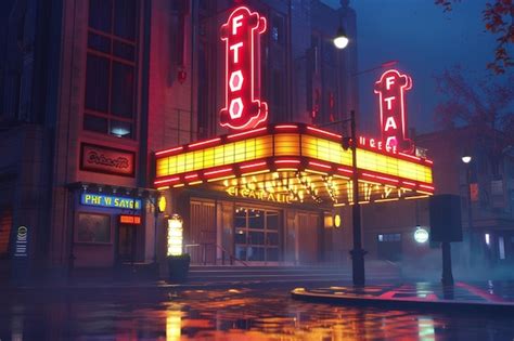 Premium Photo | A classic movie theater marquee at night