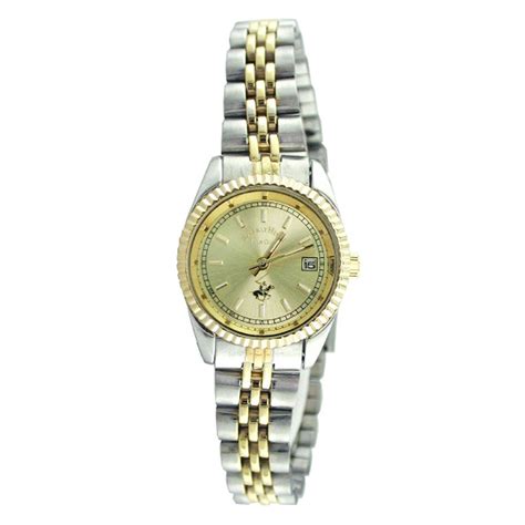 Beverly Hills Polo Club Ladies Calendar Date Watch with Champagne Dial and Two-Tone Band ...