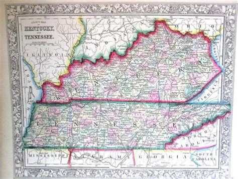 County Map of Kentucky And Tennessee – Webster's Fine Books & Maps