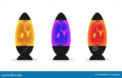 Lava Lamp with Colorful Fluid Bubbles. Set of Retro Lava Lamps with Luminous Abstract Shapes ...