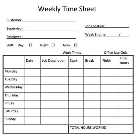 Free Printable Weekly Timesheet Template | Search Results | Calendar 2015 | Templates printable ...