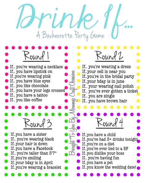 Drink If… A Bachelorette Party Game {Free Printable} | Alexis' Wedding | Pinterest ...