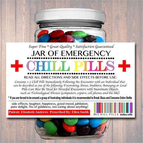 The Best Chill Pill Printable Labels | Tristan Website