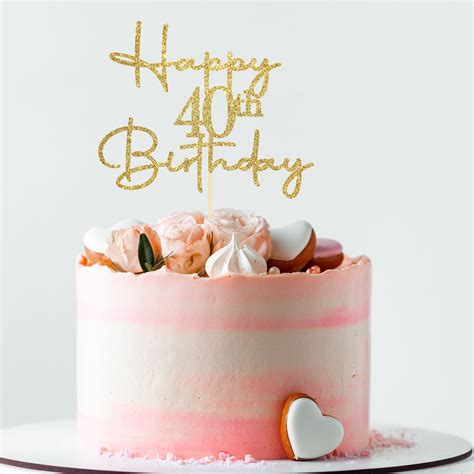 Happy 40th Birthday Cake Topper Glitter Card Cake Topper - Etsy UK