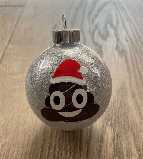 Santa Poop Emoji Silver Glitter Christmas Tree Ornament. Glitter Ornament. Funny Ornament - Etsy