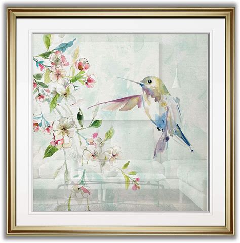 Amazon.com: Renditions Gallery Hummingbird IV Bird Art Framed Colorful Floral Pictures Spring ...