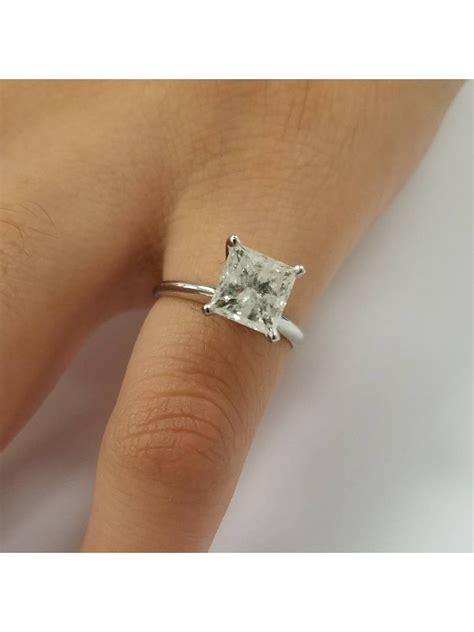 2 ct Princess Cut Huge Diamond Solitaire Engagement Ring 14K White Gold | Walmart Canada