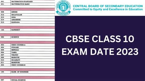 Cbse 10th Class Date Sheet 2023 - Image to u