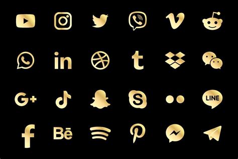 Golden Facebook, Instagram, Twitter, Youtube, WhatsApp, Dribble, Tiktok, Linkedin, Google plus ...