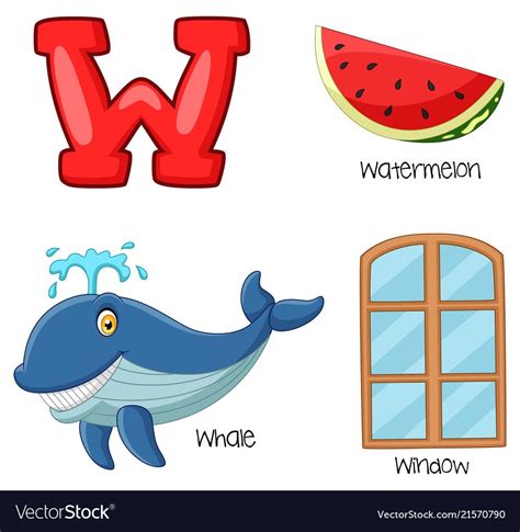 Vector illustration of W alphabet. Download a Free Preview or High Quality Adobe… | Preschool ...