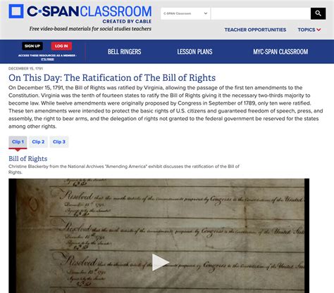 On This Day: The Ratification of The Bill of Rights Instructional Video ...