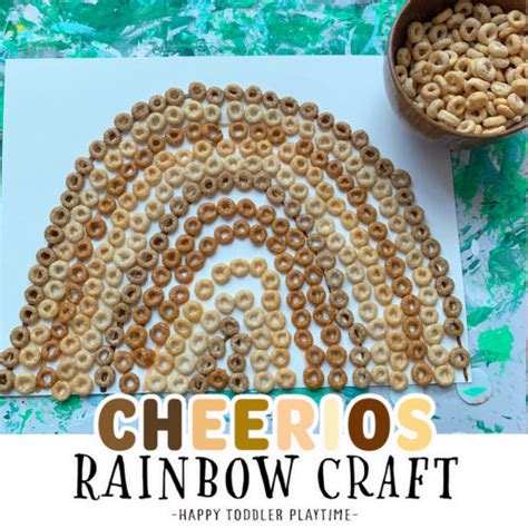 Brown Rainbow Craft using Cheerios - Happy Toddler Playtime