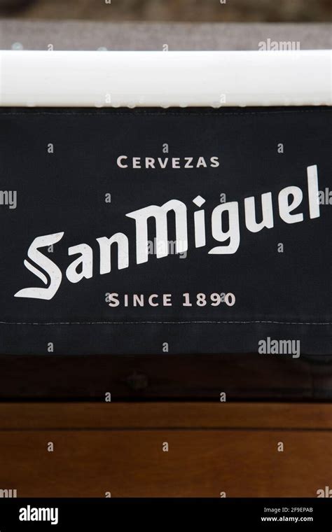 Closeup of San Miguel Beer Logo Stock Photo - Alamy