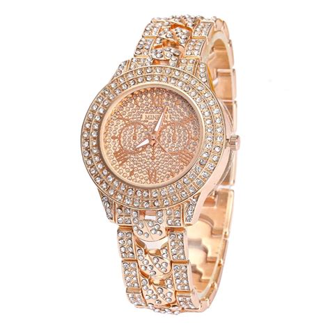 2018 New Colorful Diamond Watch Women Round Full Diamond Bracelet Watch ...