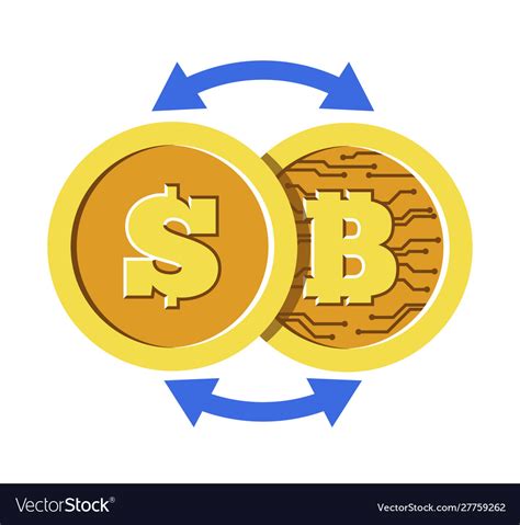 Bitcoin and dollar coin with cryptocurrency Vector Image