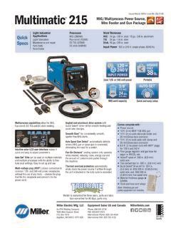 Multimatic 215 - Miller - Welding Equipment - MIG/TIG ... / multimatic ...