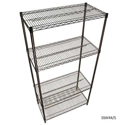 Stainless Steel Wire Shelving Bays With 4 Shelves - 1820mm High - ESE Direct