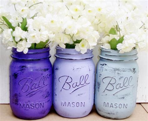 Light/Pastel Blue colored-Mason jar, wedding/shower centerpiece/vase | Wedding shower ...