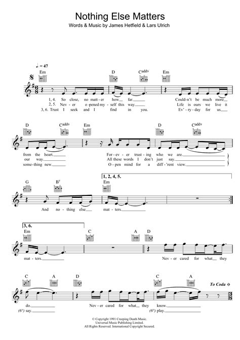 Metallica - Nothing Else Matters at Stanton's Sheet Music