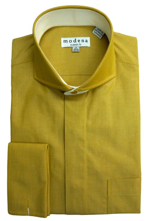 Modena - Gold Solid Cutaway Collar Dress Shirt – CutawayCollars.com