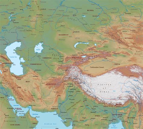 Central Asia Physical Map | Living Room Design 2020