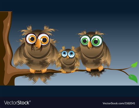 Family owls Royalty Free Vector Image - VectorStock