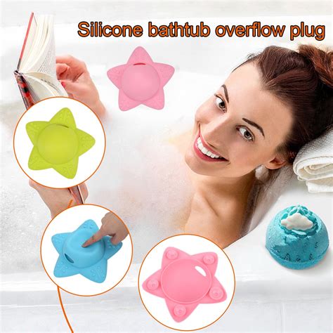 harmtty Bathtub Overflow Drain Cover Starfish-shaped 5 Suction Cups Silicone Tub Overflow Drain ...